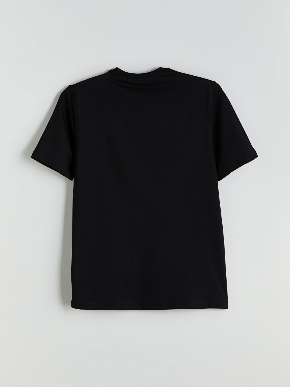 Siyah Bisiklet Yaka Slogan Baskılı Penye Erkek Tişört-5