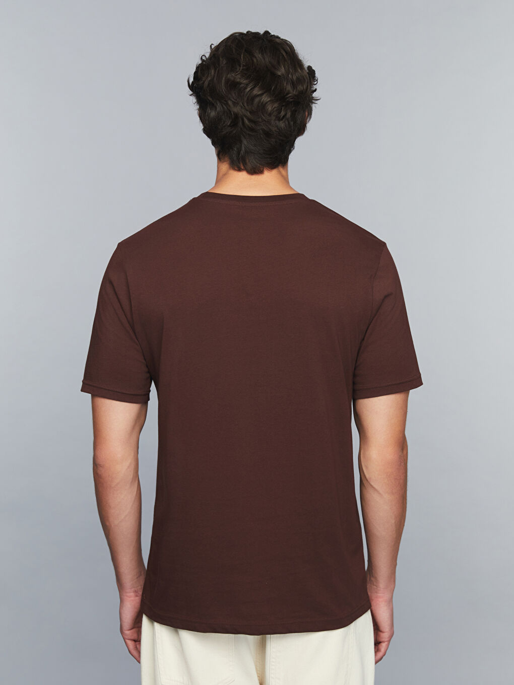 Bordo Bisiklet Yaka Slogan Baskılı Penye Erkek Tişört-3