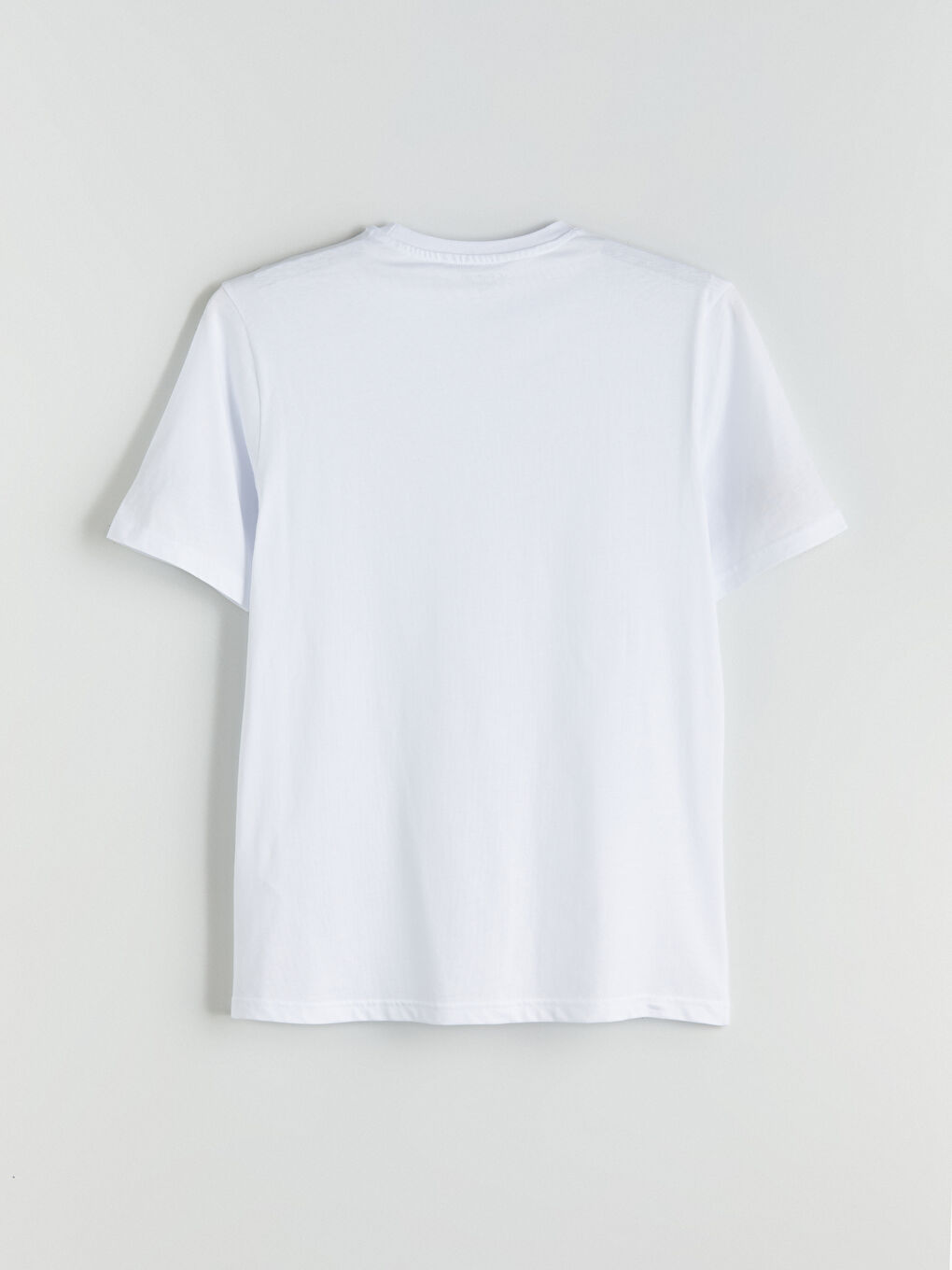 Beyaz Bisiklet Yaka Slogan Baskılı Penye Erkek Tişört-5