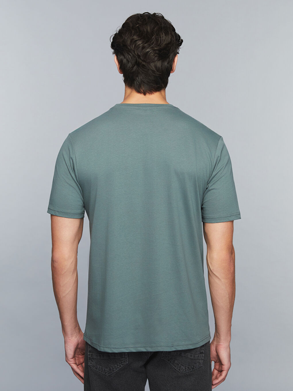 Yeşil Bisiklet Yaka Slogan Baskılı Penye Erkek Tişört-3