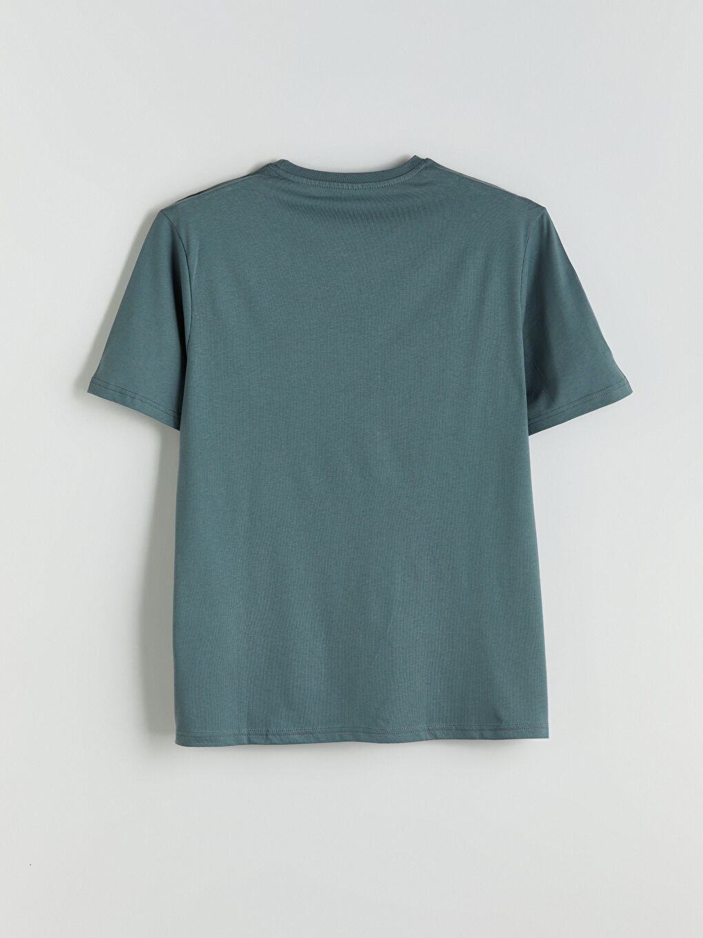 Yeşil Bisiklet Yaka Slogan Baskılı Penye Erkek Tişört-5