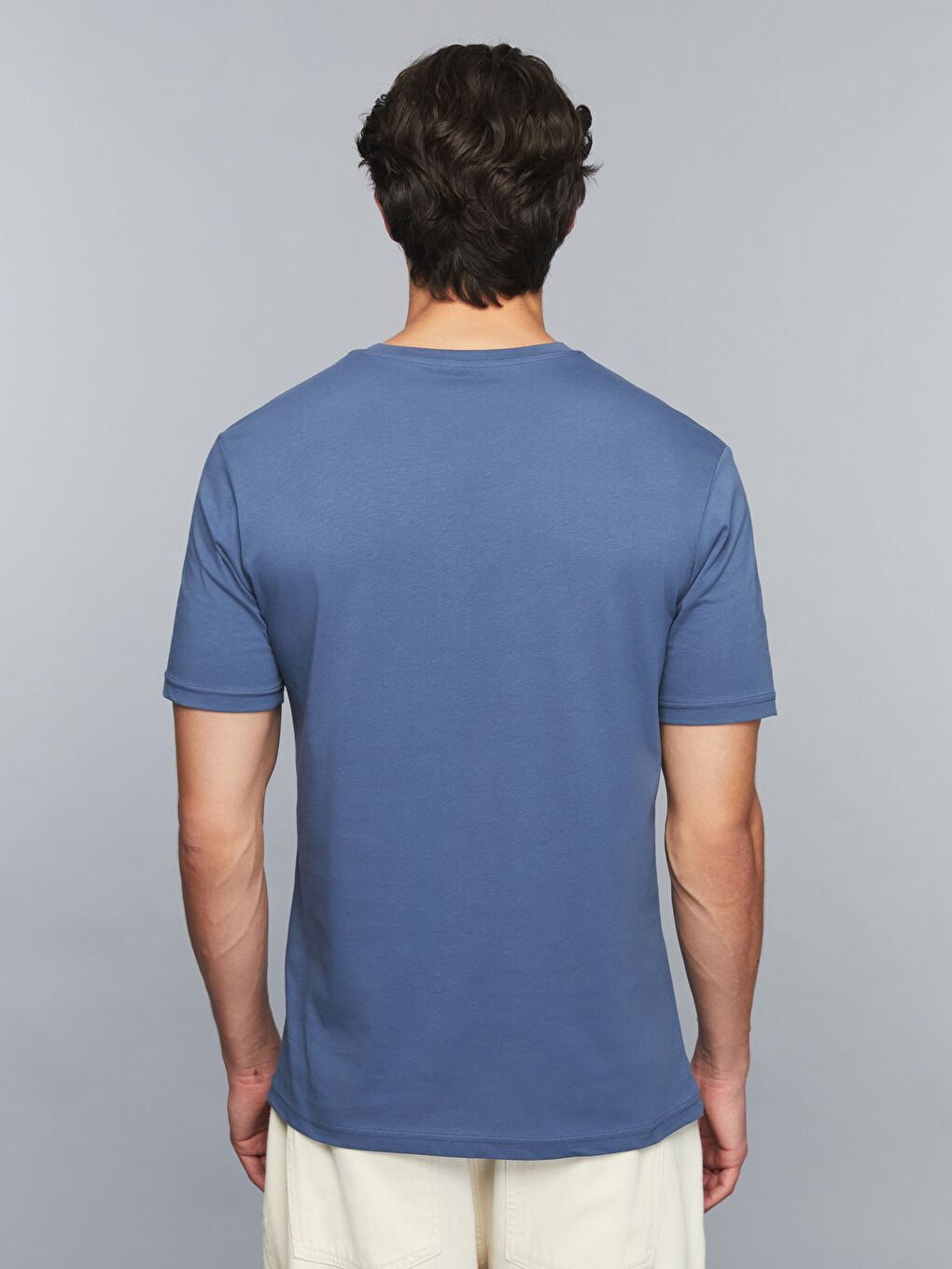 İndigo Bisiklet Yaka Slogan Baskılı Penye Erkek Tişört-3