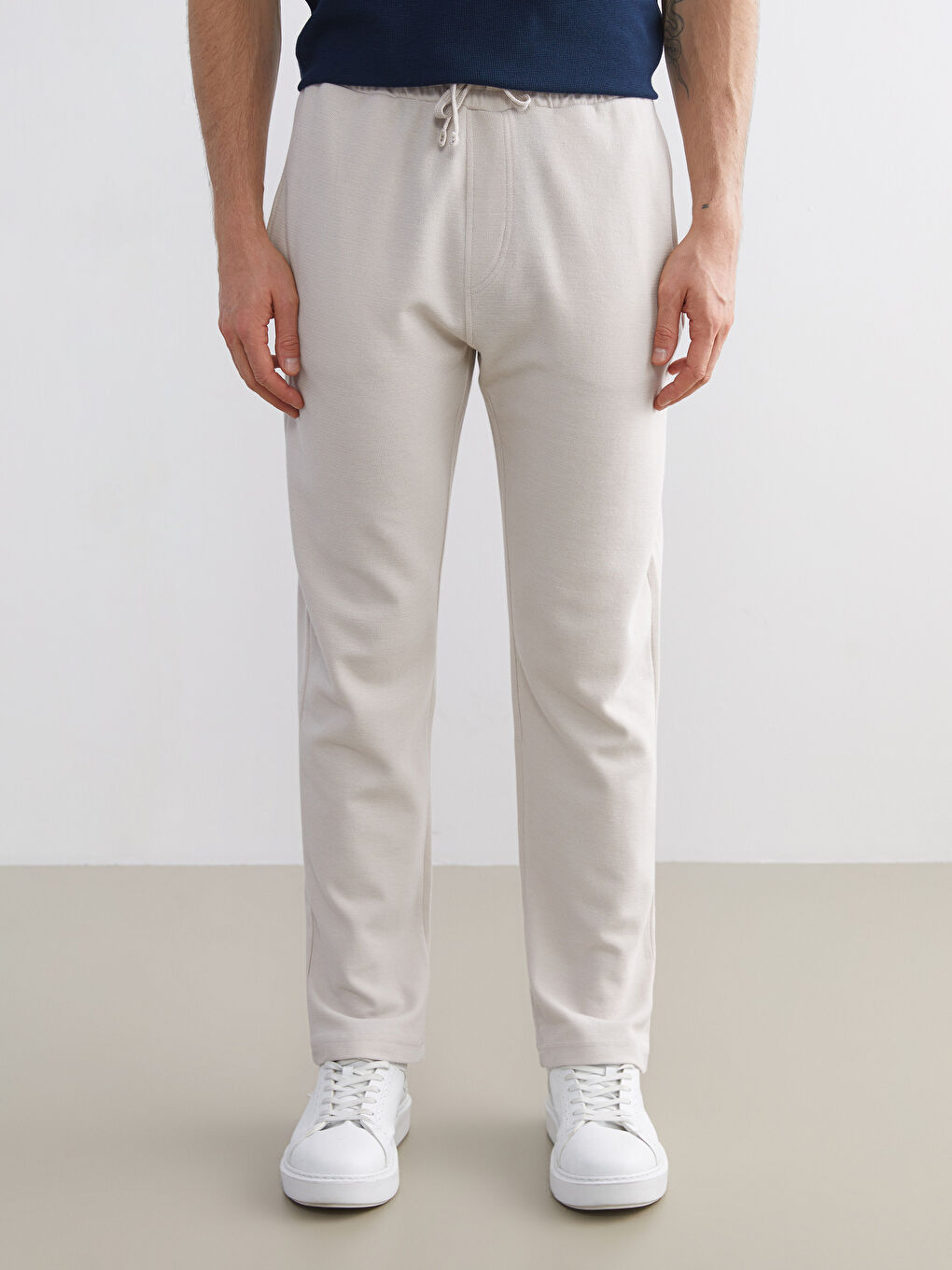 Bej Standart Kalıp Erkek Eşofman Altı-1