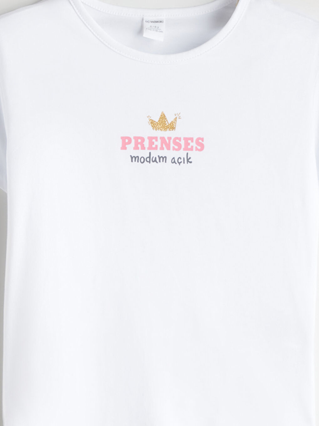 Ekru Bisiklet Yaka Slogan Baskılı Kız Çocuk Tişört-3