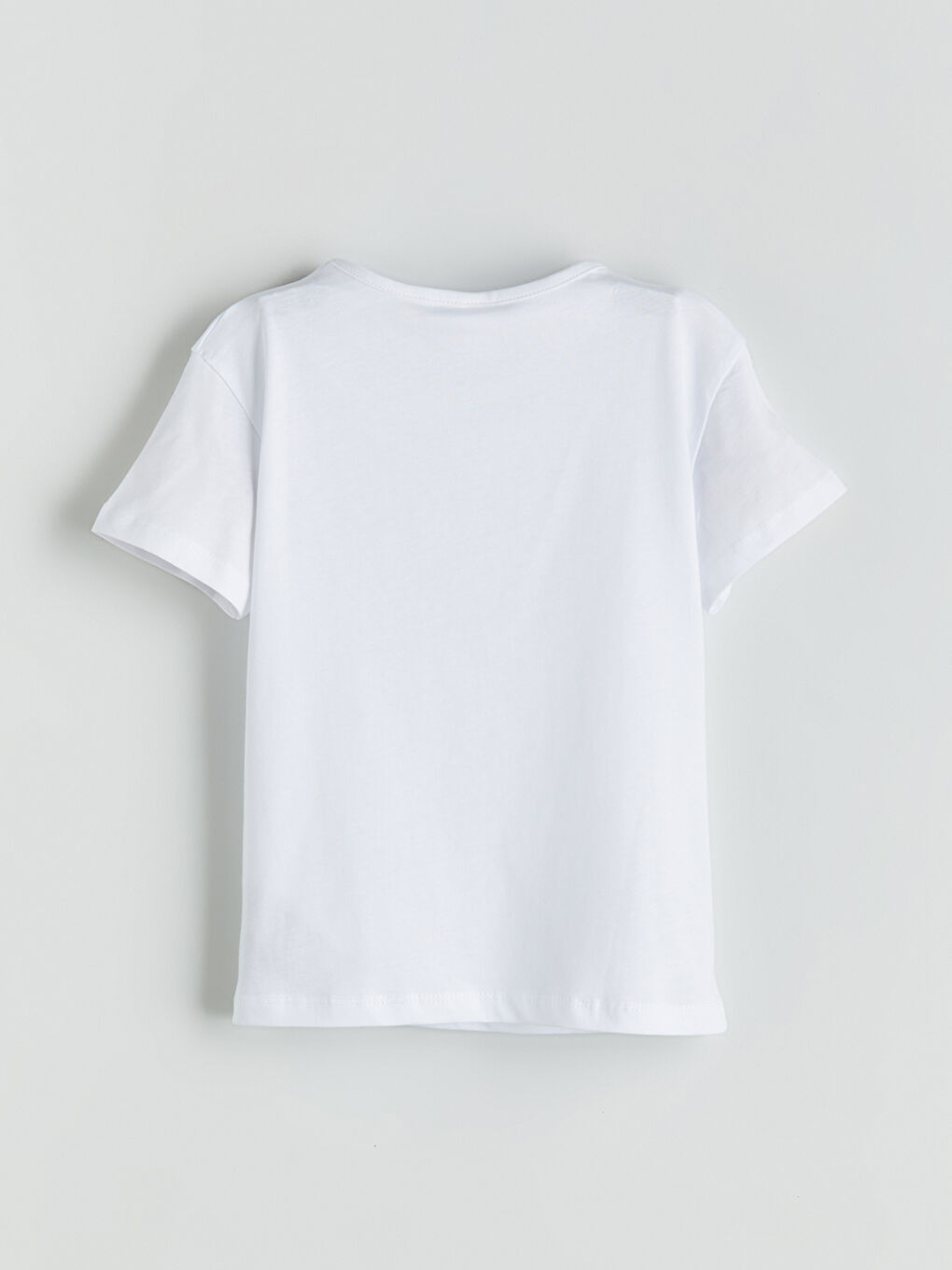 Ekru Bisiklet Yaka Baskılı Kız Çocuk Tişört-4