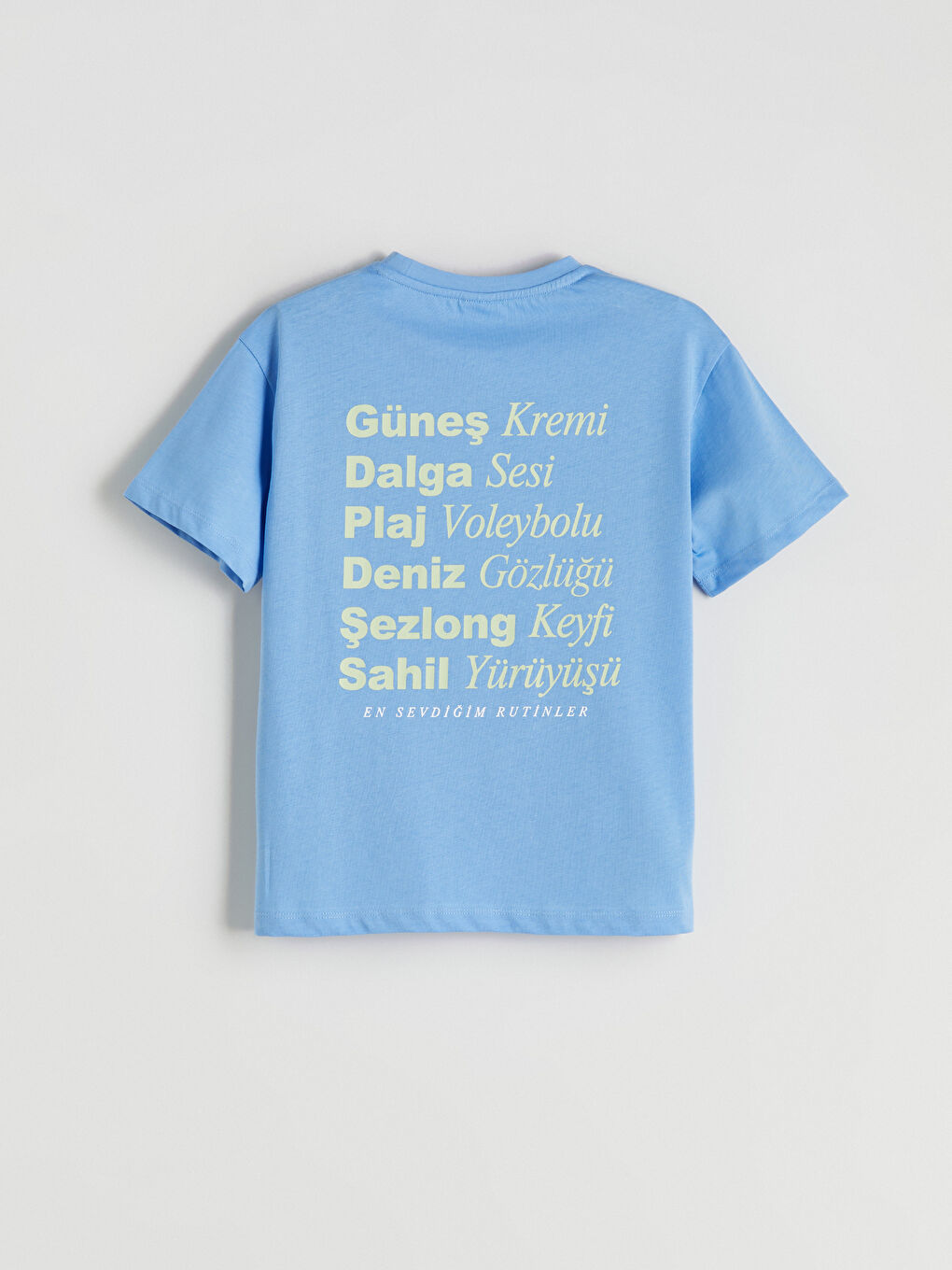 Mavi Bisiklet Yaka Slogan Baskılı Kız Çocuk Tişört-5