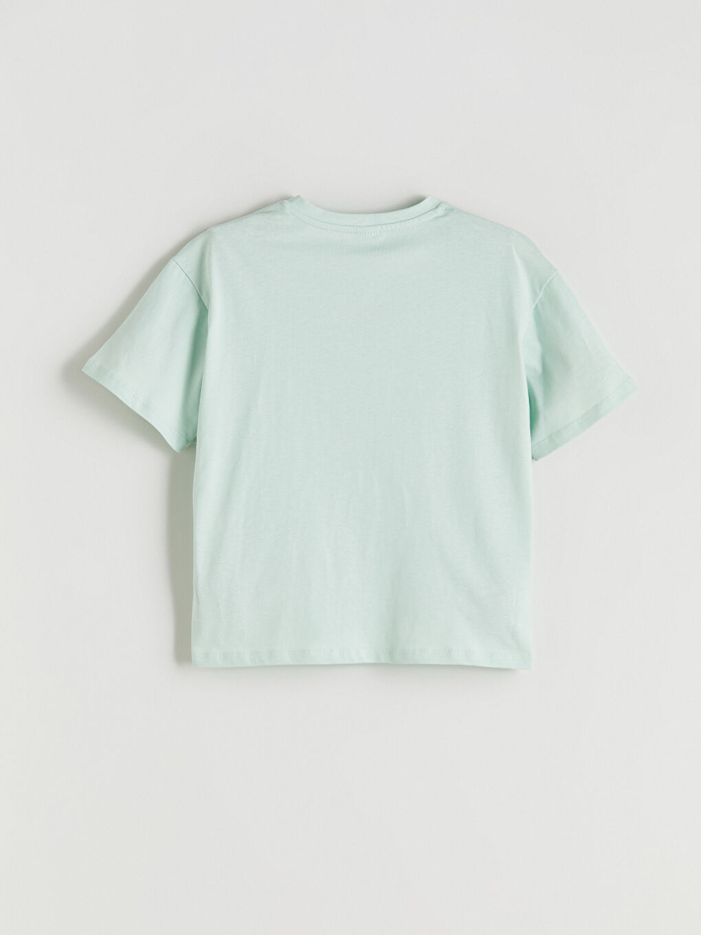 Yeşil Bisiklet Yaka Slogan Baskılı Kız Çocuk Tişört-4