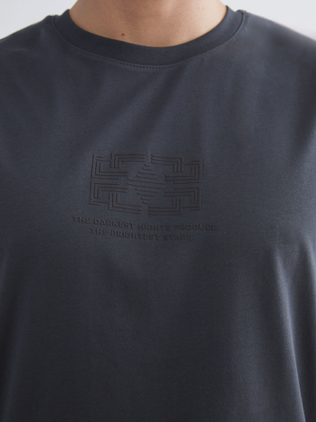 Antrasit Bisiklet Yaka Baskılı Penye Erkek Kolsuz Tişört-2