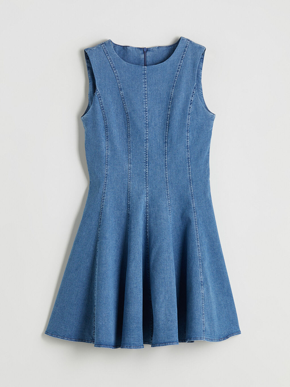 İndigo Bisiklet Yaka Peplum Mini Jean Elbise-4