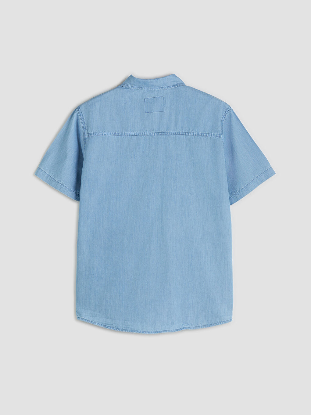 İndigo Regular Fit Kısa Kollu Erkek Jean Gömlek-5