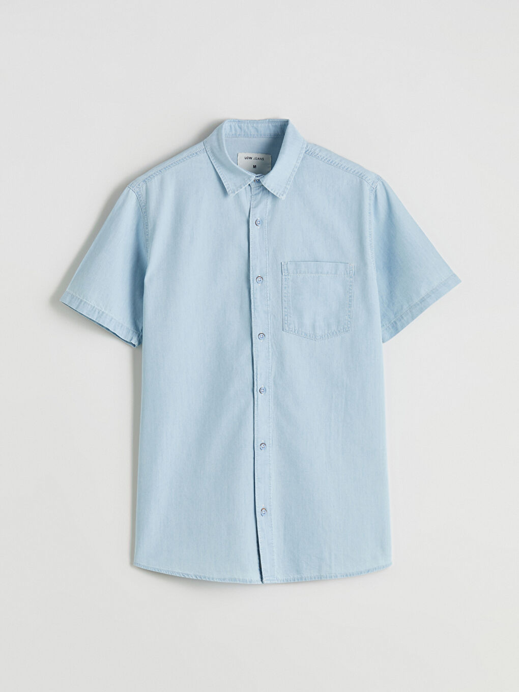 İndigo Regular Fit Kısa Kollu Erkek Jean Gömlek-4