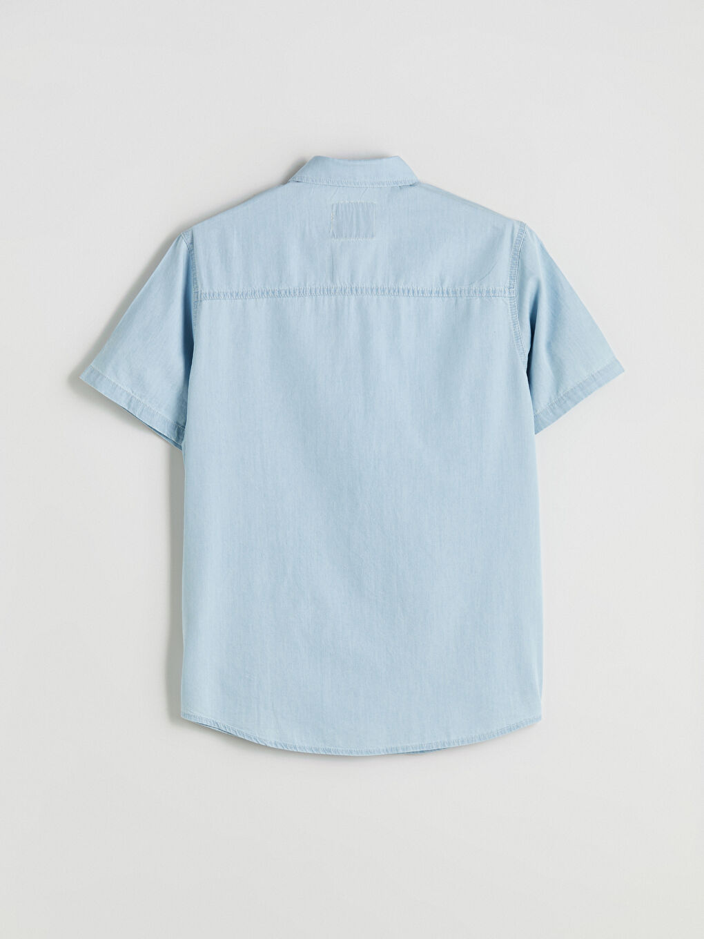 İndigo Regular Fit Kısa Kollu Erkek Jean Gömlek-5