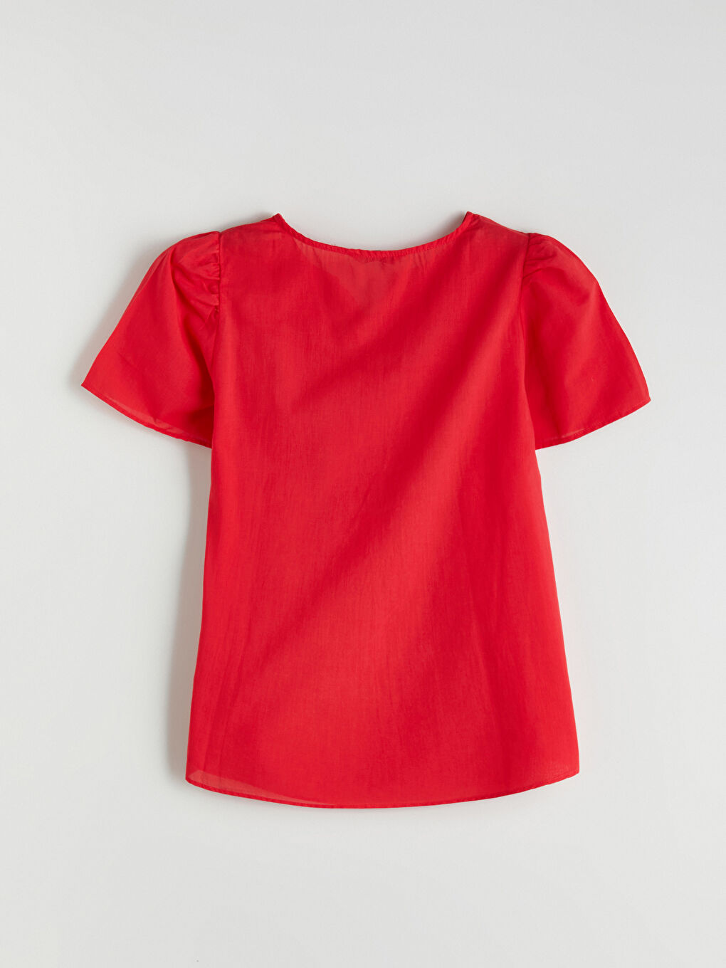 Kırmızı Kaçık Yaka Ajurlu Bluz-5