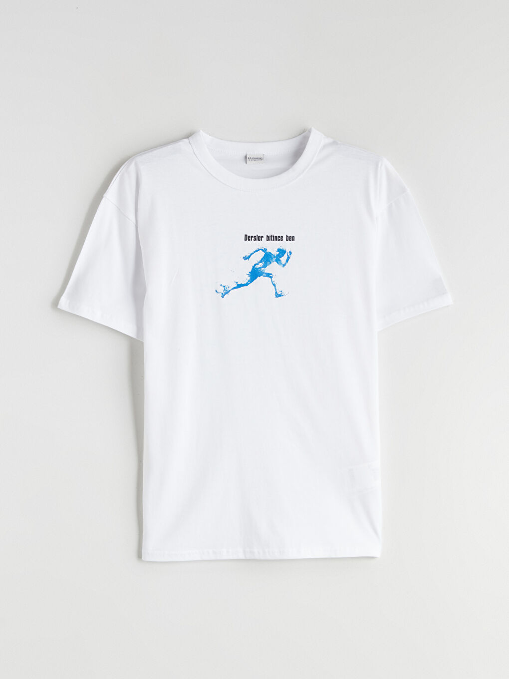 Beyaz Bisiklet Yaka Slogan Baskılı Erkek Çocuk Tişört-2
