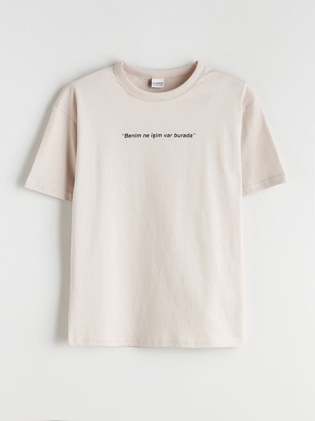 Bej Bisiklet Yaka Erkek Çocuk Tişört-2