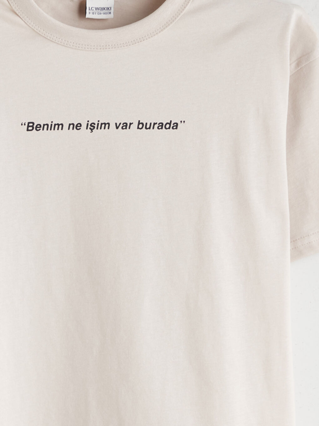 Bej Bisiklet Yaka Erkek Çocuk Tişört-4