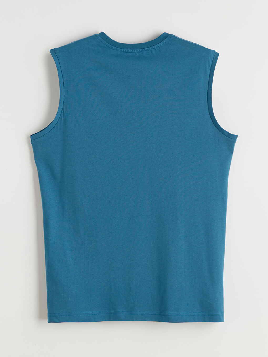 Petrol Bisiklet Yaka Baskılı Erkek Kolsuz Tişört-5