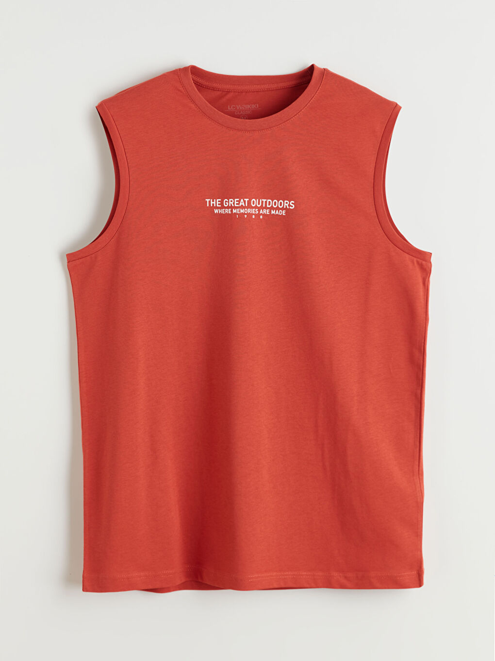 Turuncu Bisiklet Yaka Baskılı Erkek Kolsuz Tişört-4