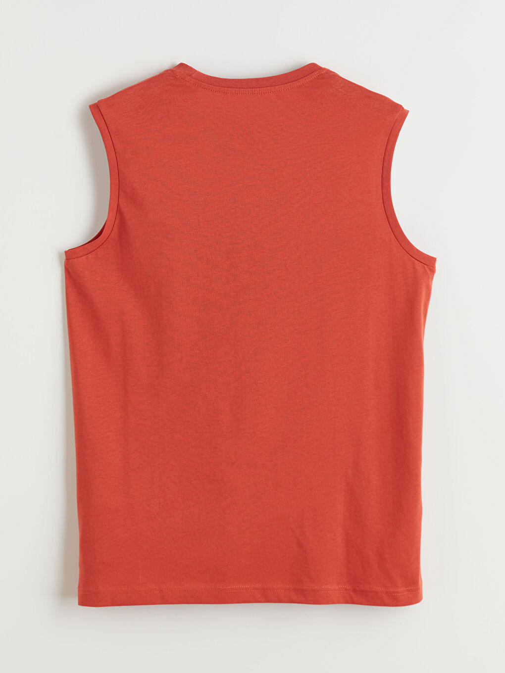 Turuncu Bisiklet Yaka Baskılı Erkek Kolsuz Tişört-5