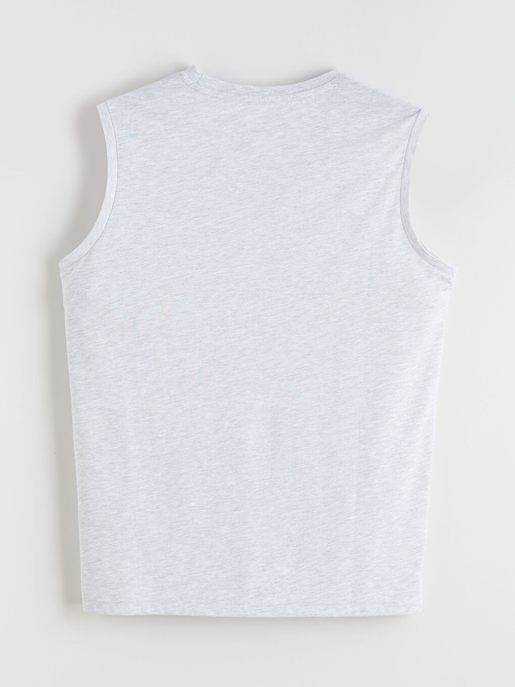 Bej Bisiklet Yaka Baskılı Penye Erkek Kolsuz Tişört-5