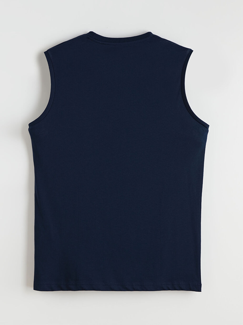 Lacivert Bisiklet Yaka Baskılı Penye Erkek Kolsuz Tişört-9