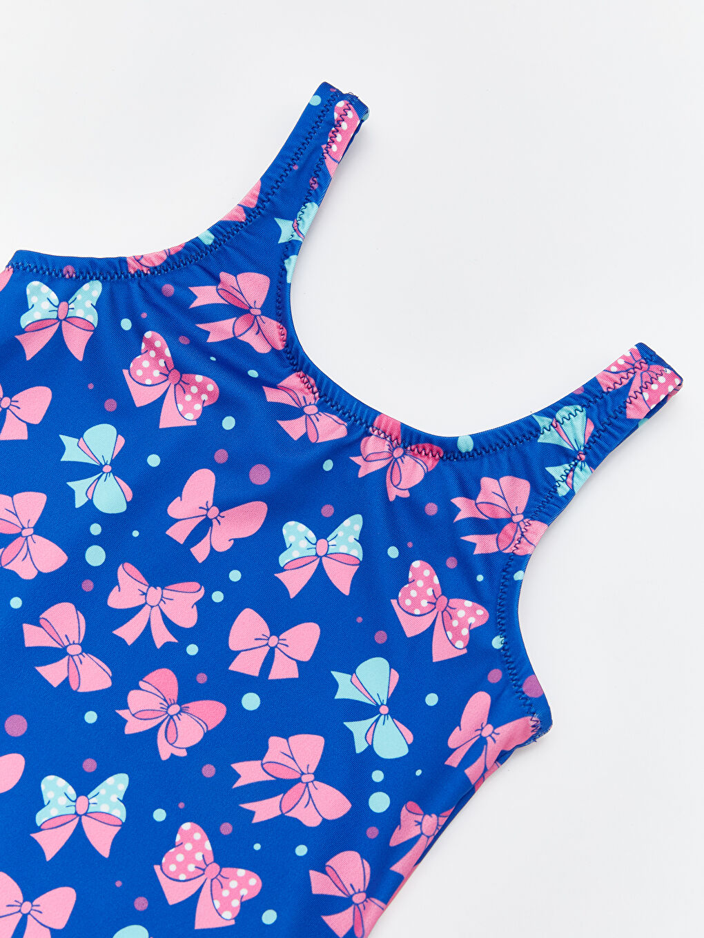 Lacivert Fiyonk Baskılı Kız Çocuk Mayo-1