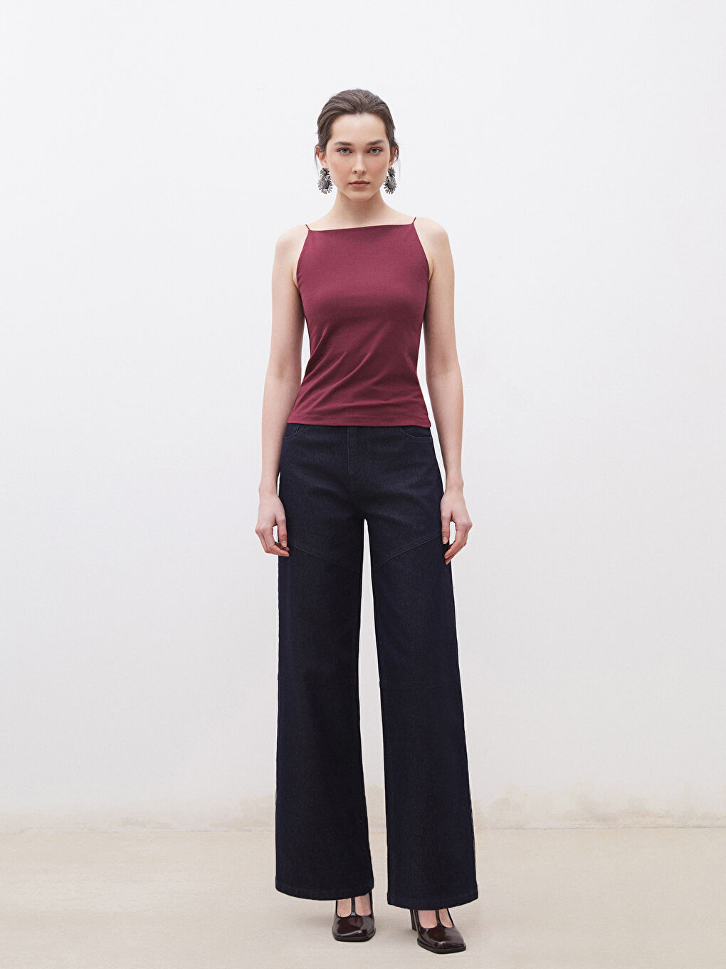 Bordo Halter Yaka Kadın Atlet-1