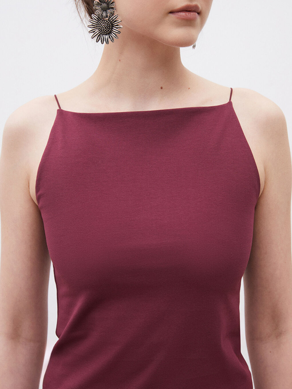 Bordo Halter Yaka Kadın Atlet-2