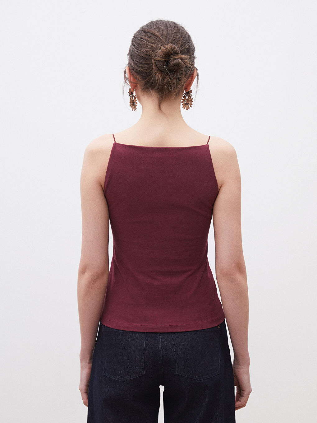 Bordo Halter Yaka Kadın Atlet-3