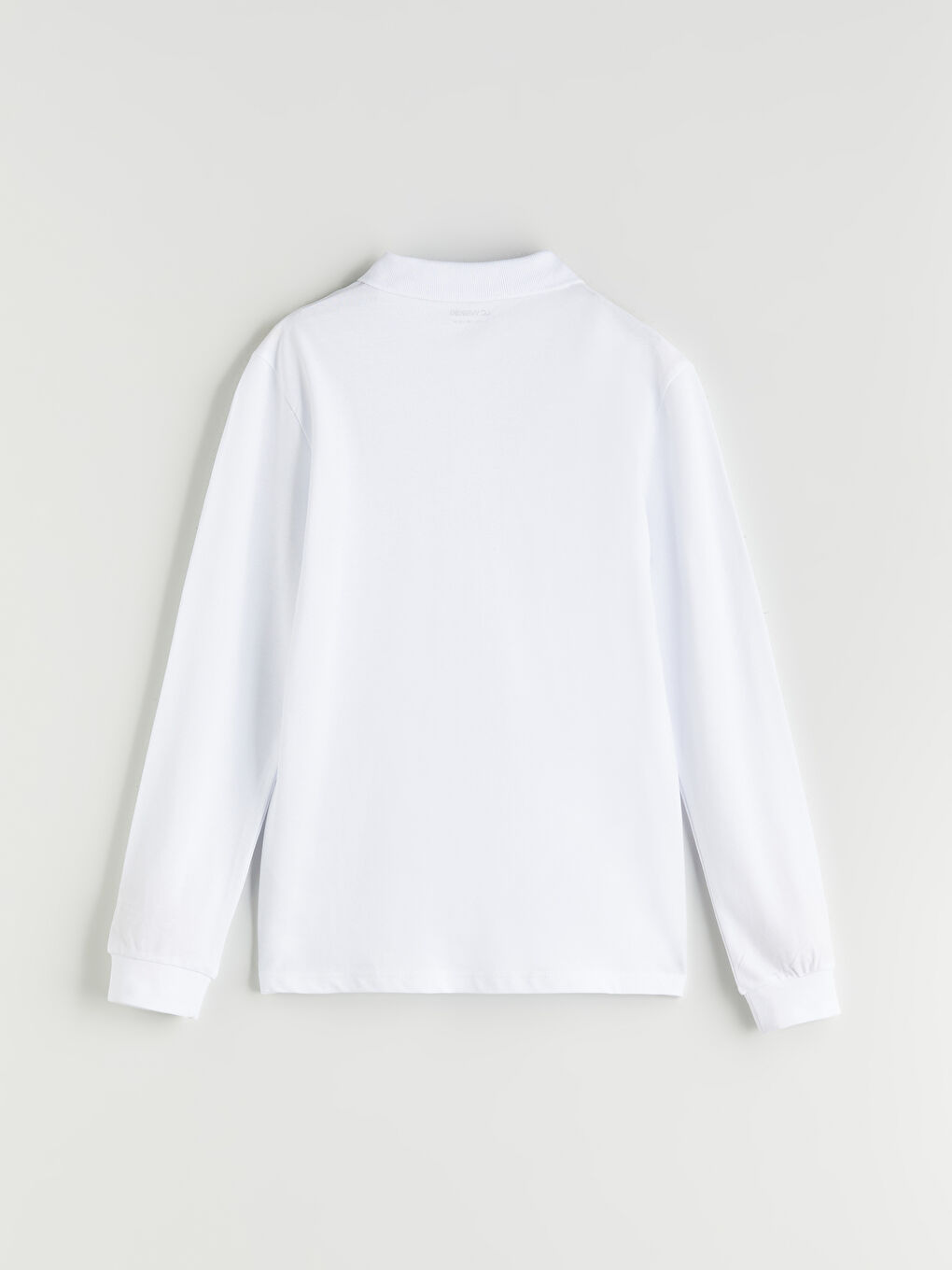 Beyaz Polo Yaka Uzun Kollu Kız Çocuk Tişört-1