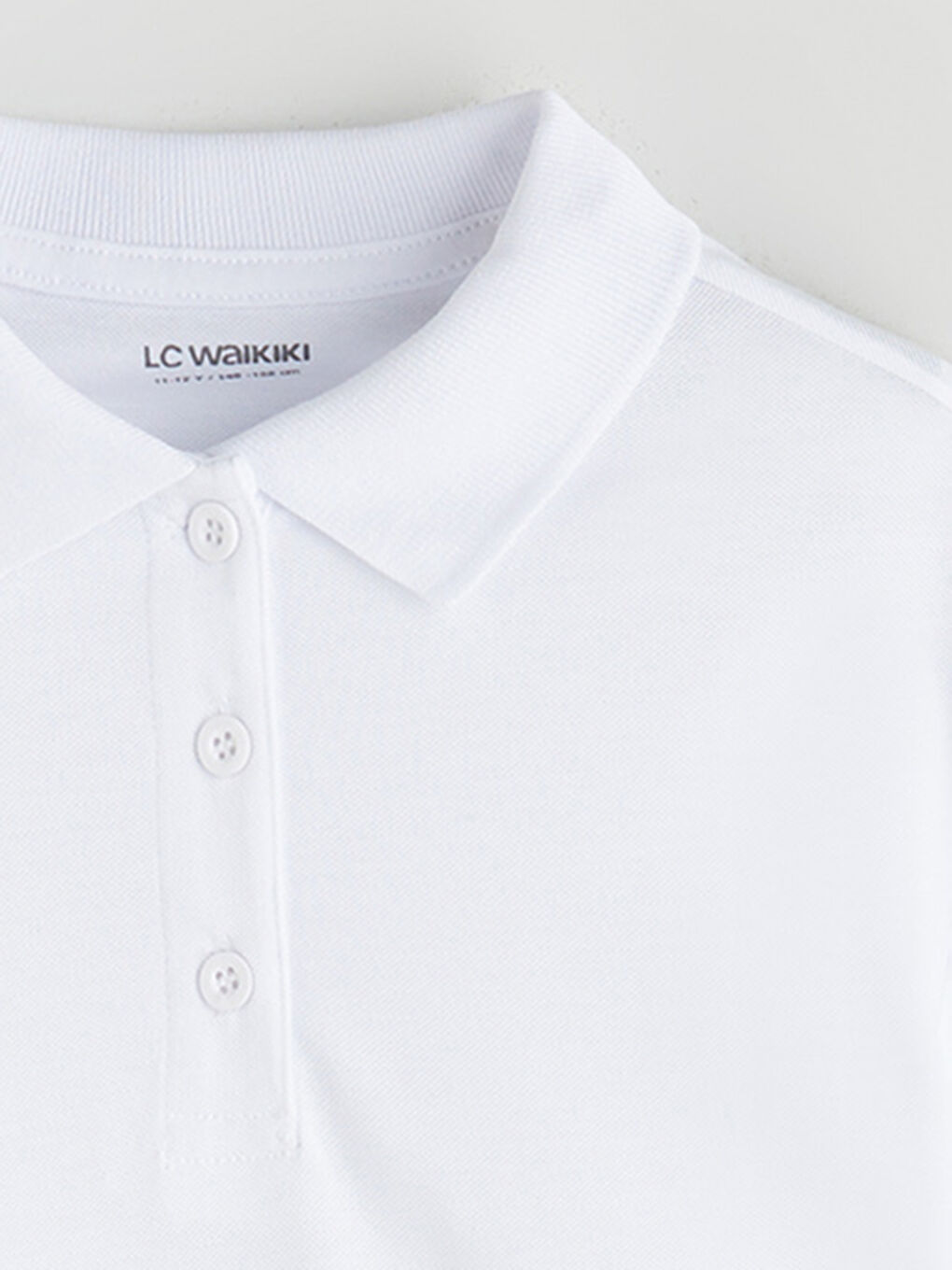 Beyaz Polo Yaka Uzun Kollu Kız Çocuk Tişört-2