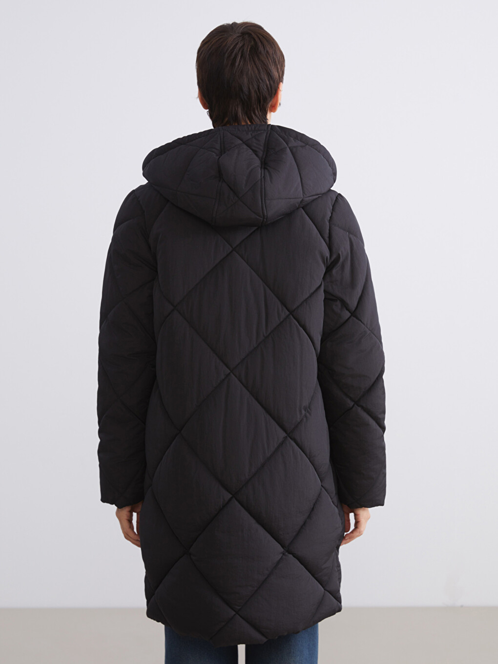 Hooded Flat Long Sleeve Pocket Detail Thick Women's Inflatable Coat-5