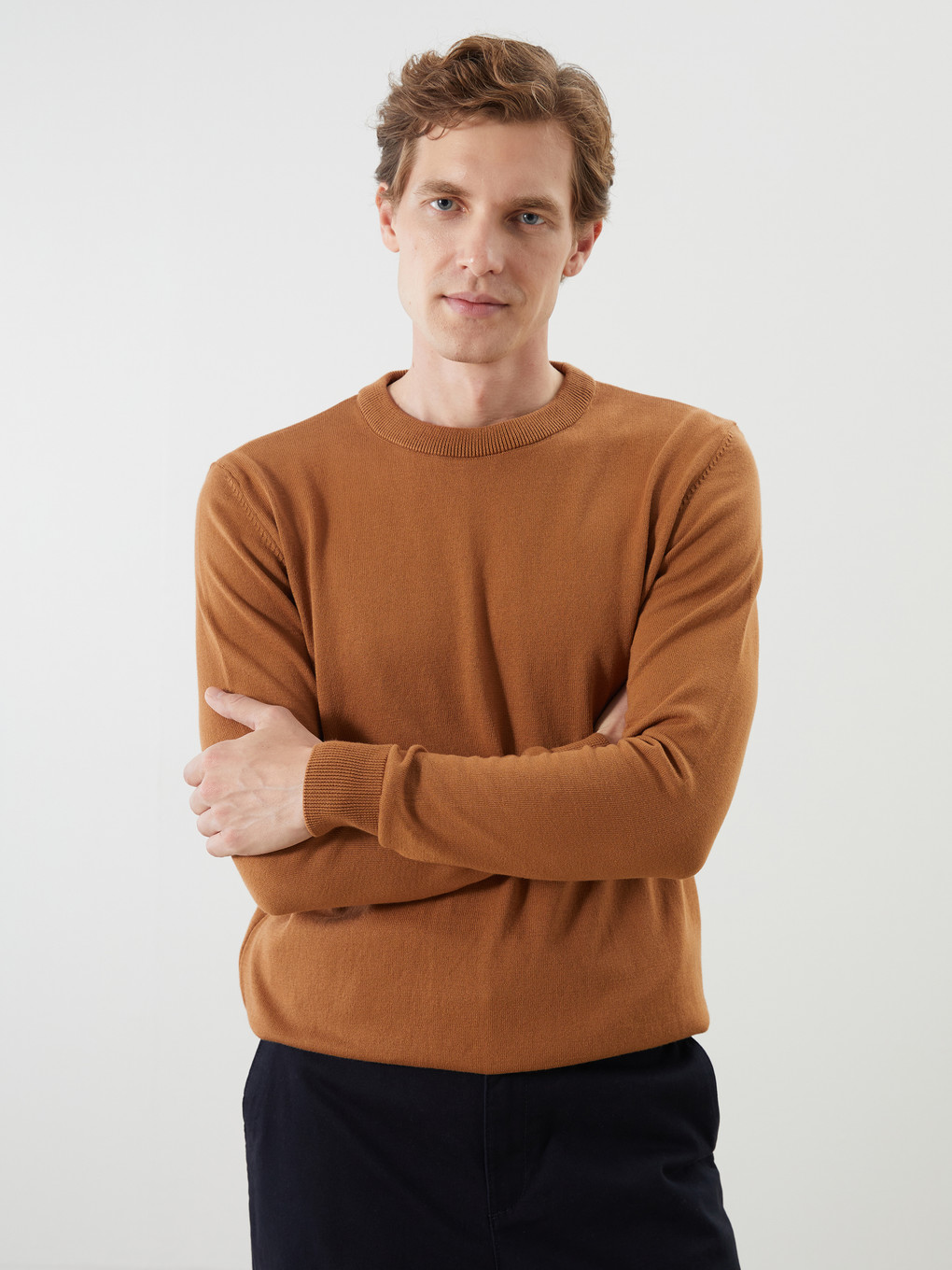 Crew Neck Long Sleeve Thin Men's Knitwear Sweater
