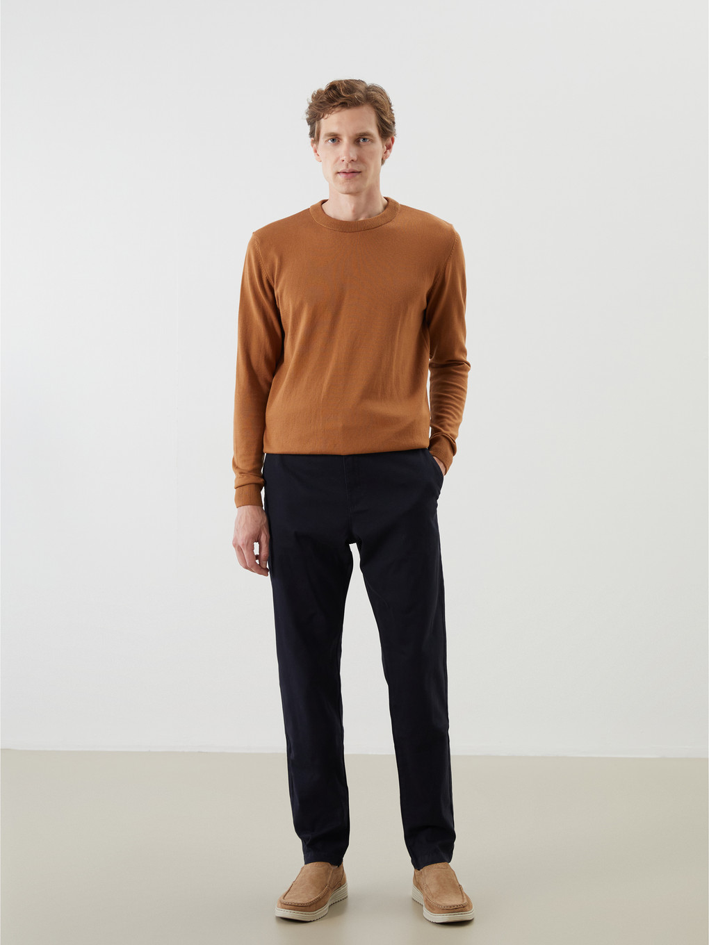 Crew Neck Long Sleeve Thin Men's Knitwear Sweater-1
