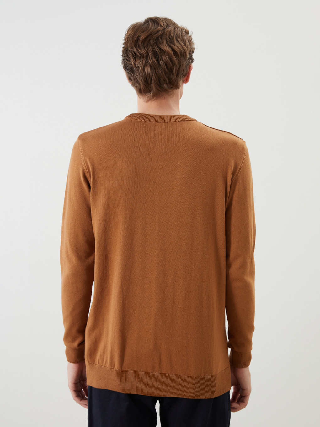 Crew Neck Long Sleeve Thin Men's Knitwear Sweater-3