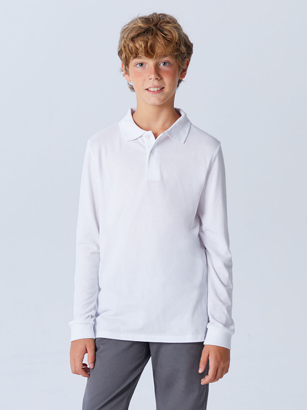 Beyaz Polo Yaka Basic Erkek Çocuk Tişört 2'li