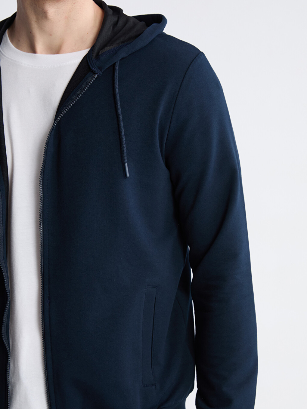 Hooded Long Sleeve Men's Zip-up Sweatshirt-4