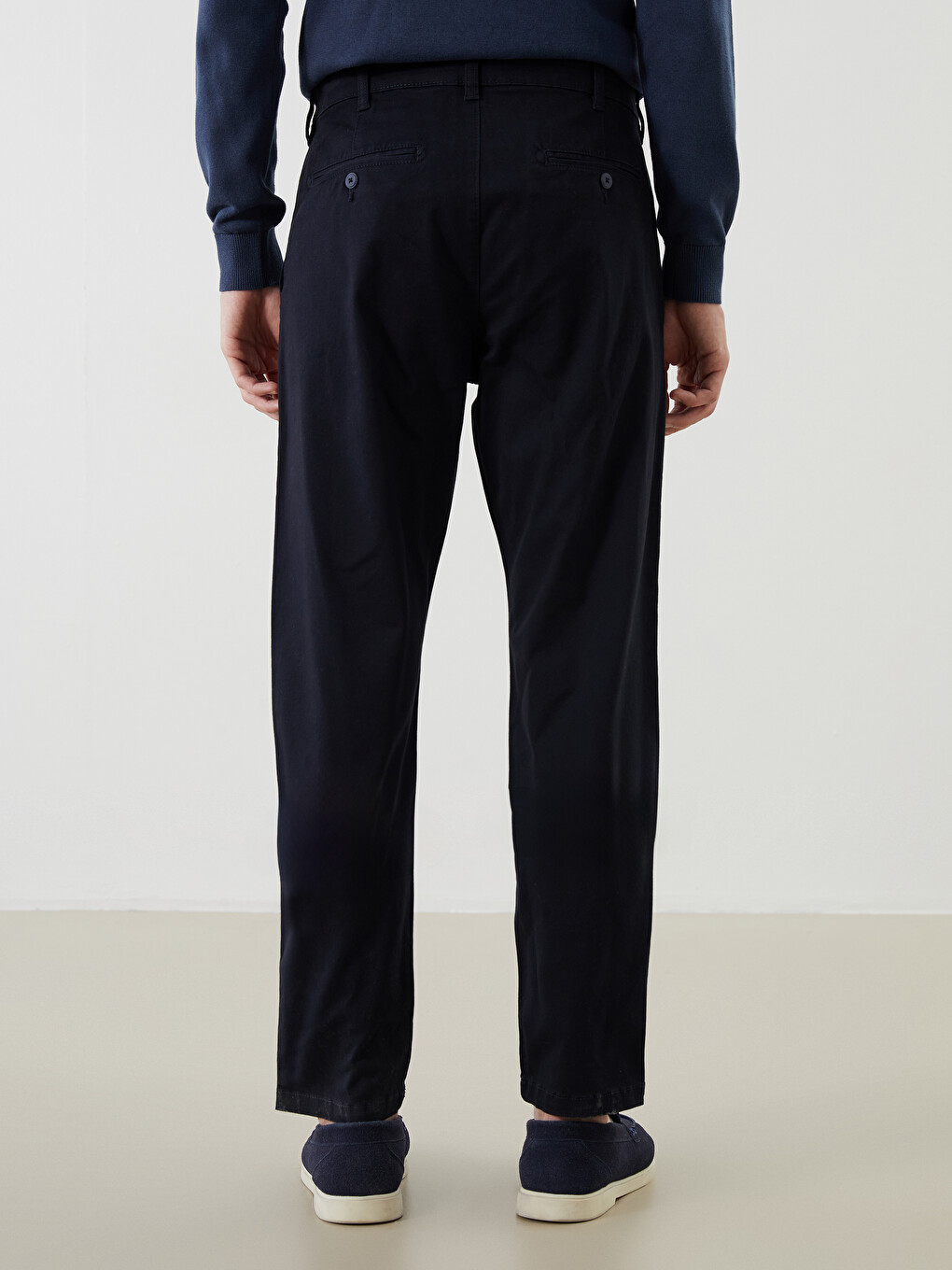 Lacivert Dar Kalıp Erkek Chino Pantolon-3