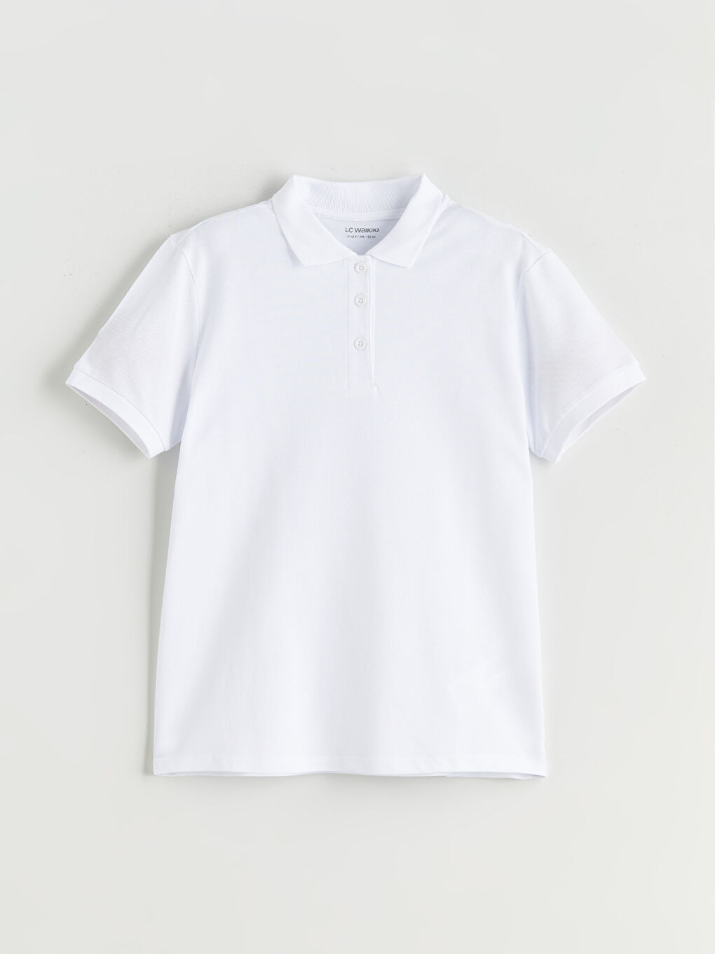 Beyaz Polo Yaka Basic Kız Çocuk Tişört 2'li-1