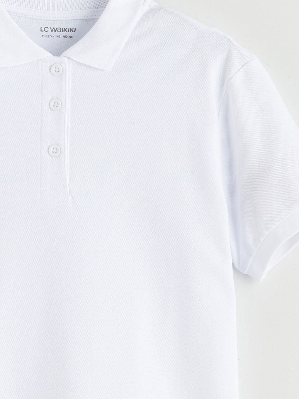 Beyaz Polo Yaka Basic Kız Çocuk Tişört 2'li-5