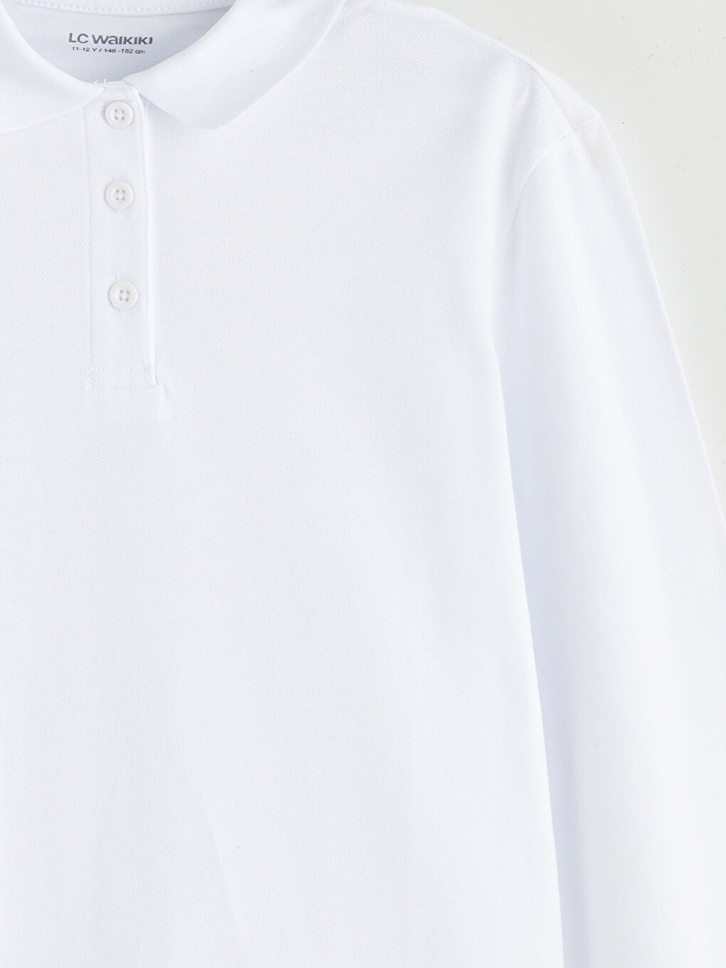 Beyaz Polo Yaka Basic Kız Çocuk Tişört 2'li-7