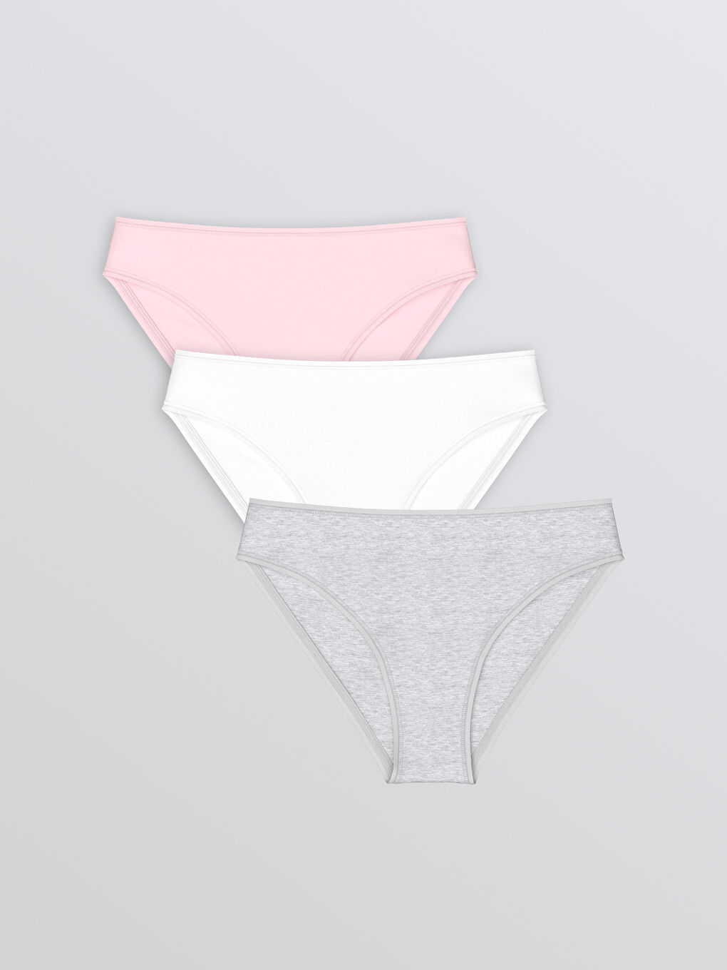 Pembe Düz Bikini Külot 3'lü