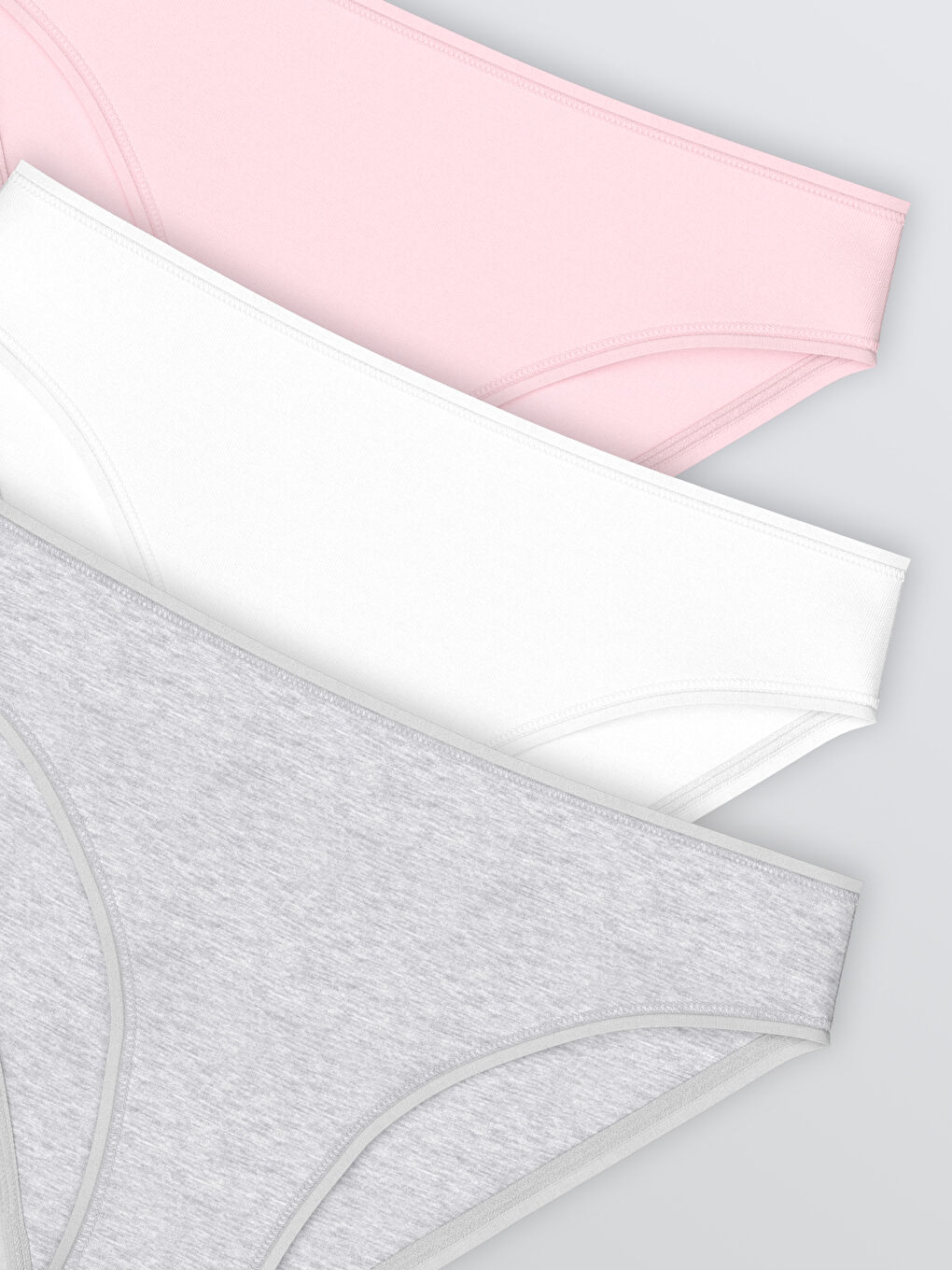 Pembe Düz Bikini Külot 3'lü-2