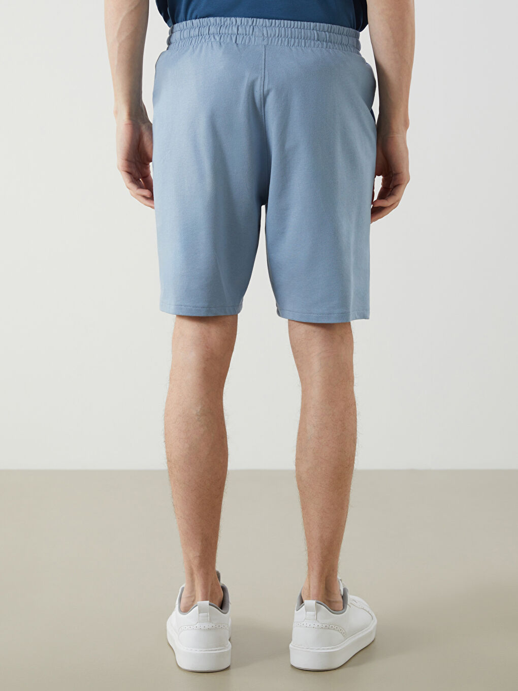 LCWAIKIKI Basic Mavi Slim Fit Örme Erkek Şort - 6