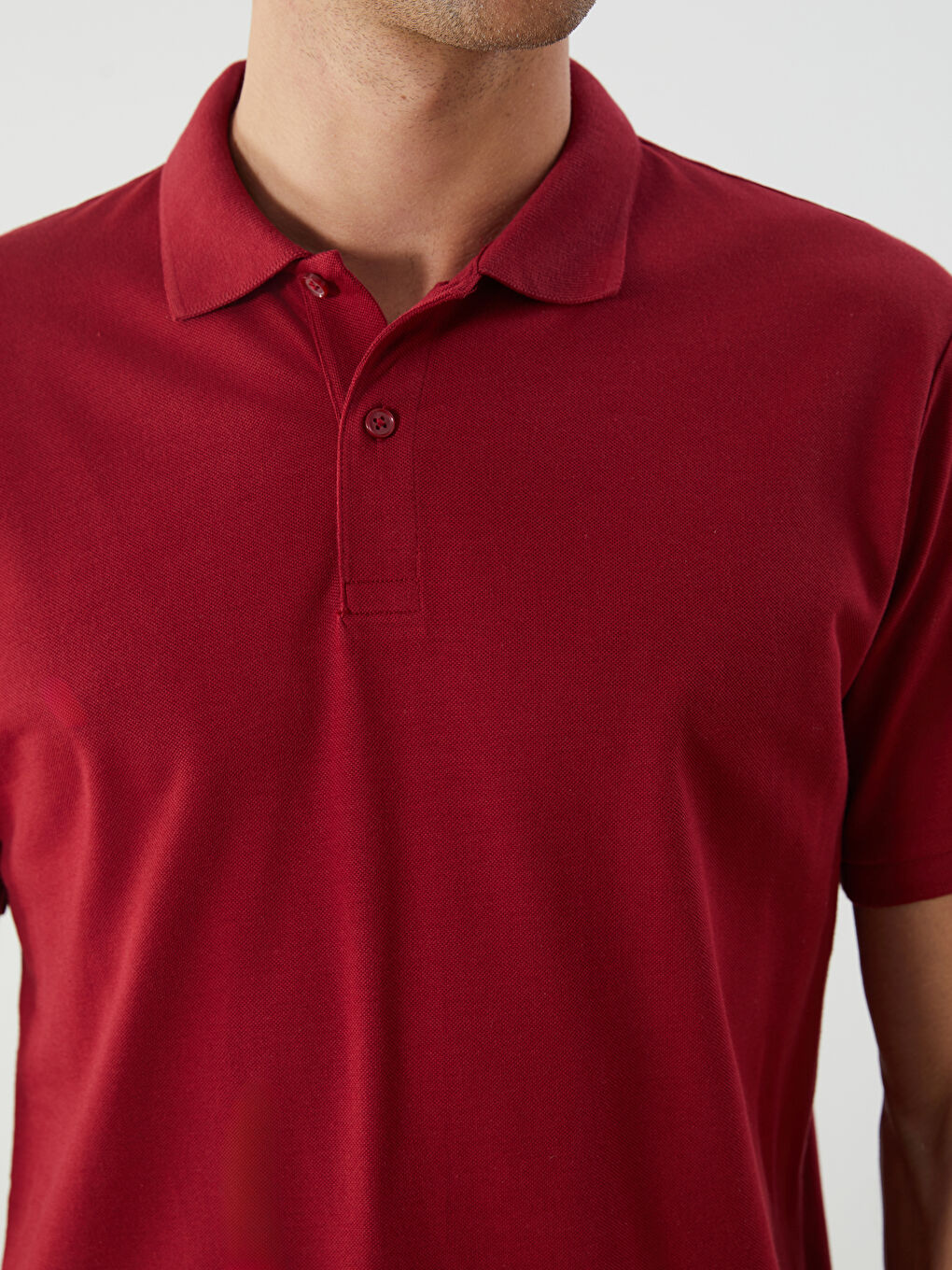 Bordo Polo Yaka Kısa Kollu Pike Erkek Tişört-4
