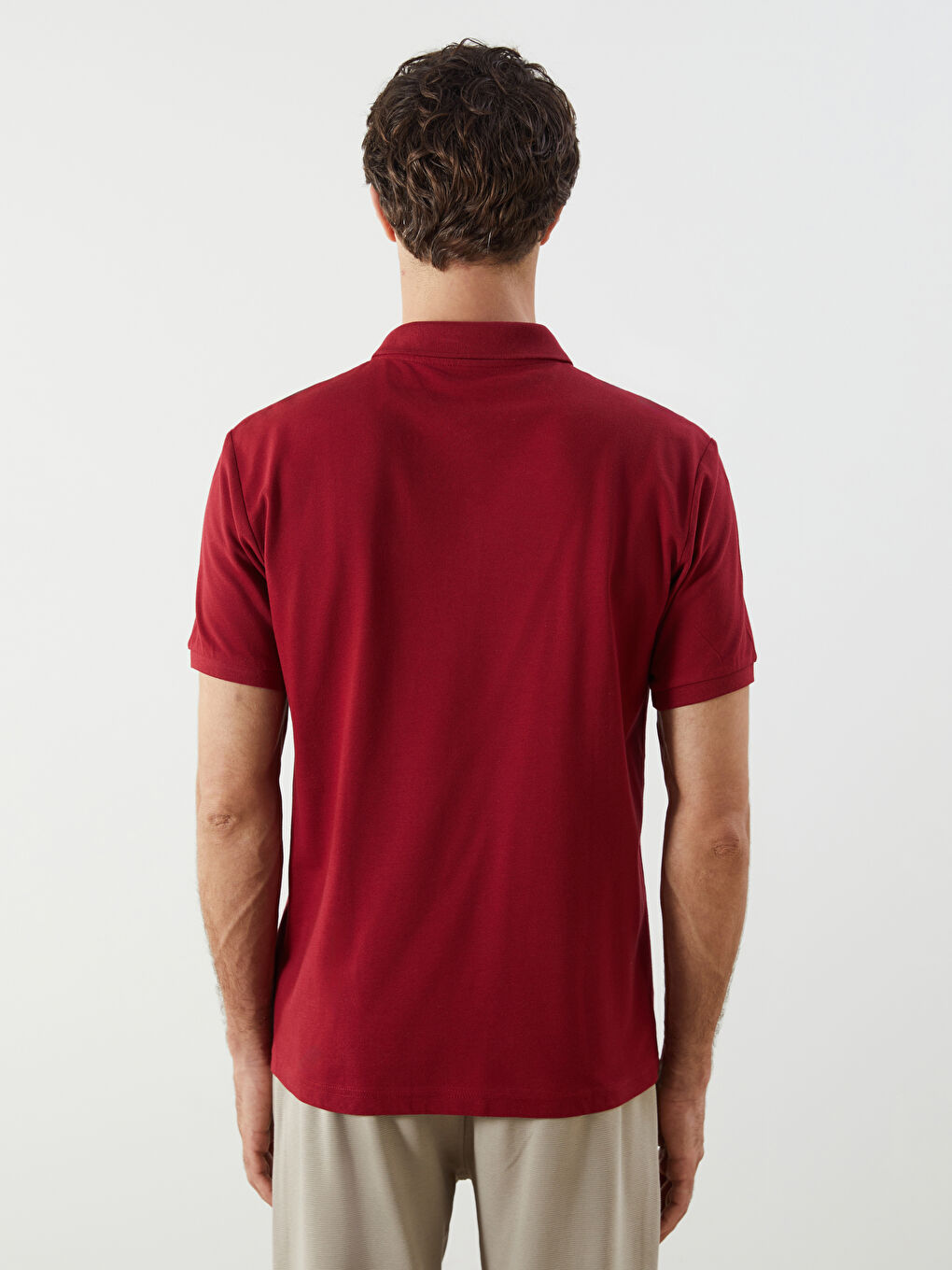 Bordo Polo Yaka Kısa Kollu Pike Erkek Tişört-6