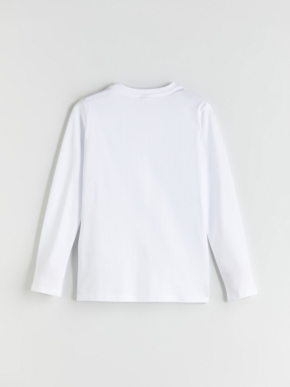 Beyaz Bisiklet Yaka Uzun Kollu Basic Erkek Çocuk Tişört-2