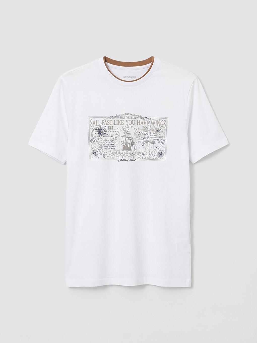 Crew Neck Short Sleeve Printed Combed Cotton Men's T-shirt-8