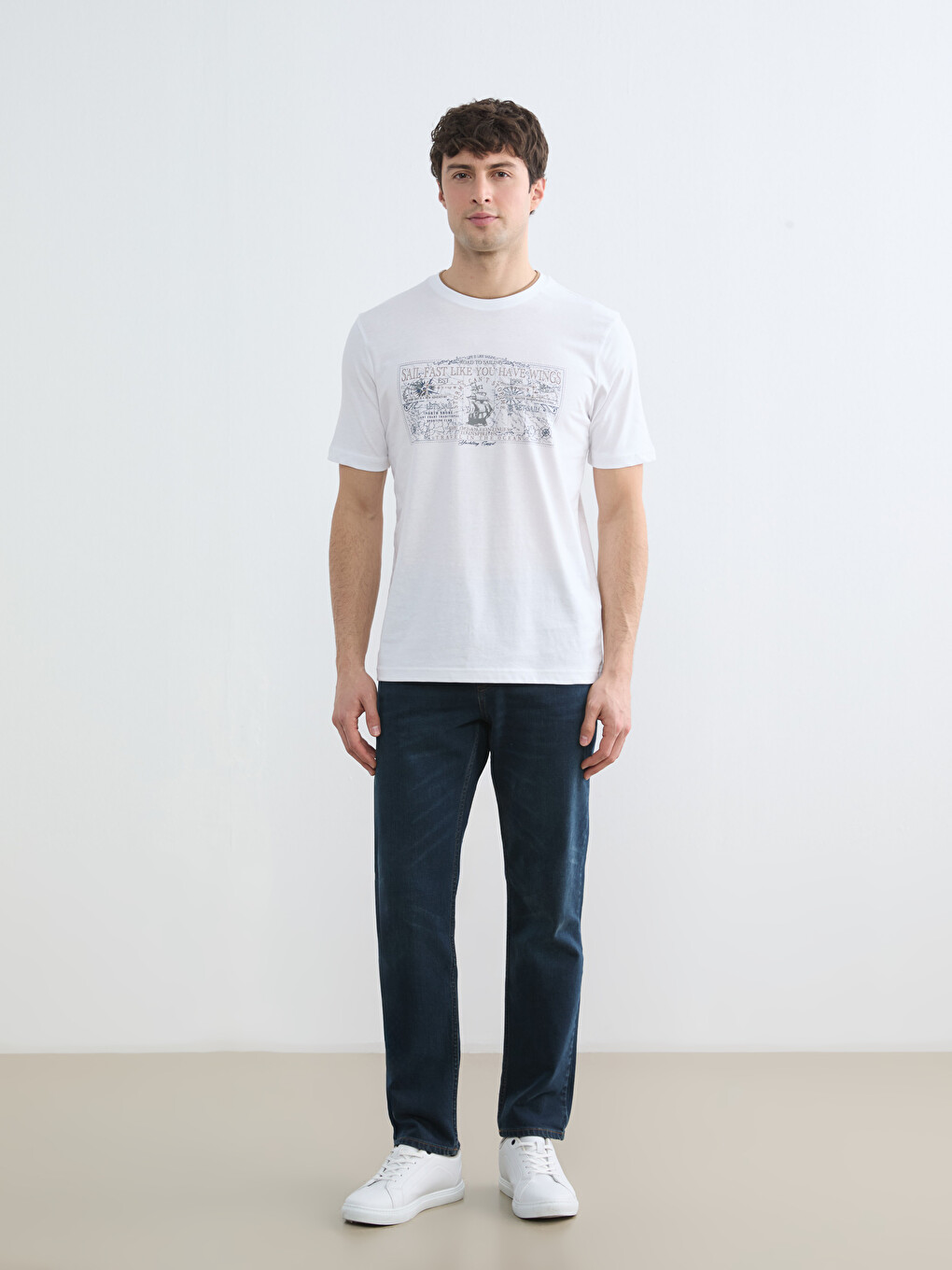 Crew Neck Short Sleeve Printed Combed Cotton Men's T-shirt-2