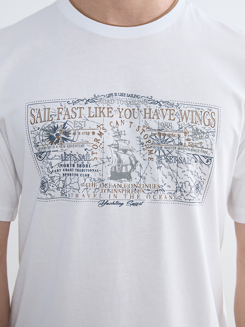 Crew Neck Short Sleeve Printed Combed Cotton Men's T-shirt-5